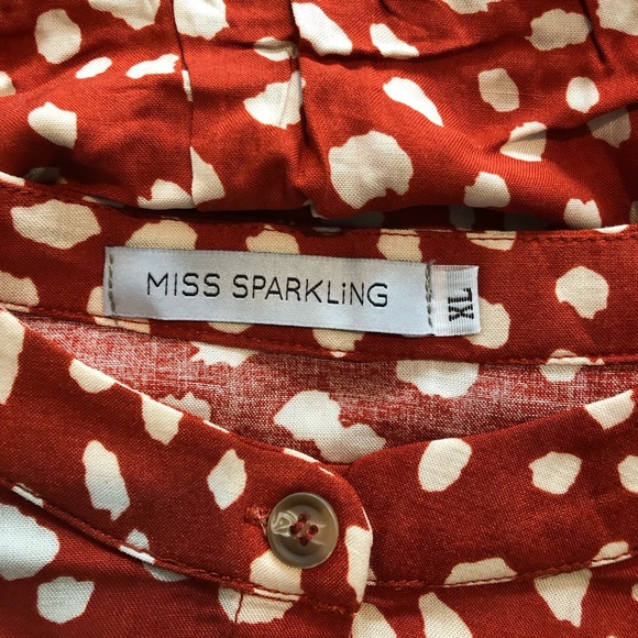 Miss Sparkling Long Sleeve Midi Dress In Red White Polka Dot. NWT! Sz L, XL,XXL - Picture 7 of 9